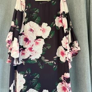 Nine West Floral Ruffle Sleeve Dress